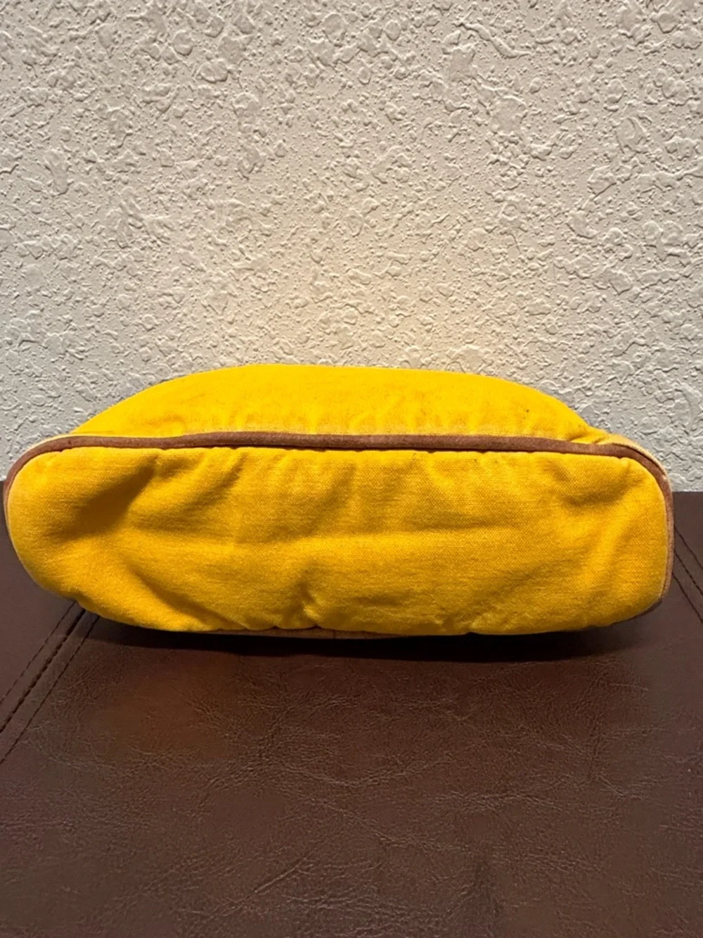 Hermes Yellow Canvas Cosmetic Pouch with Embossed H Logo